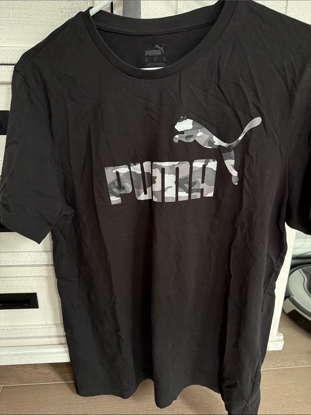 Puma Black Tee with Grey Camo Logo